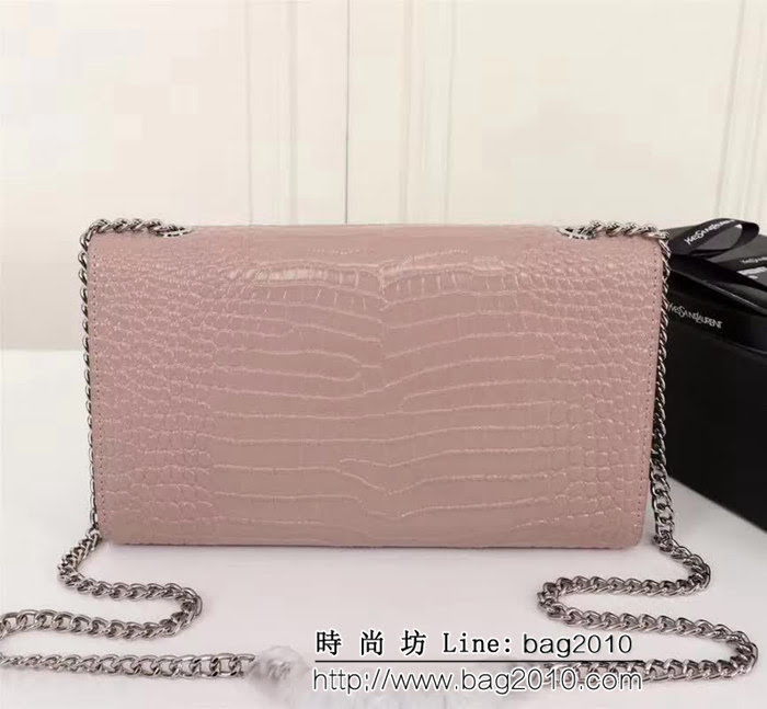 YSL聖羅蘭 經典銀扣 鱷魚紋牛皮 時尚流蘇包 26700 YAS1361